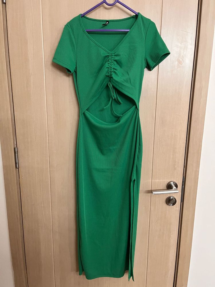 Ribbed Cut-Out Midi Dress