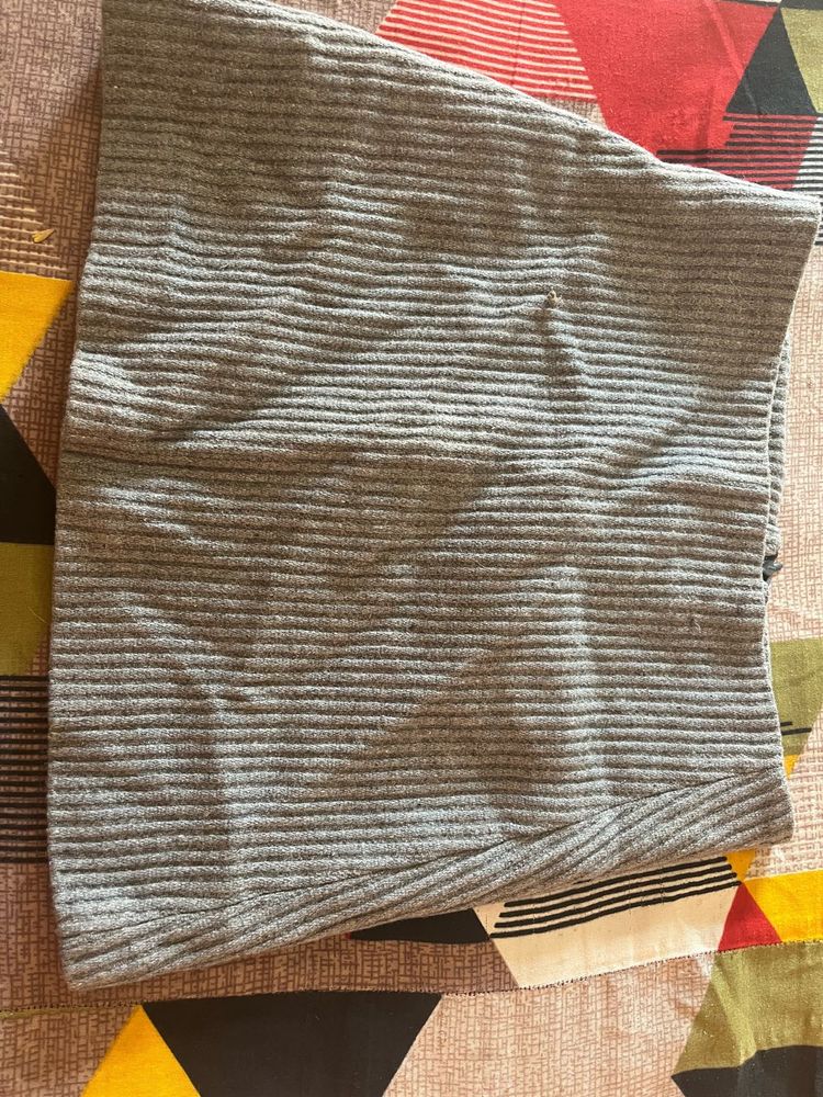 Grey Ribbed Knit Top