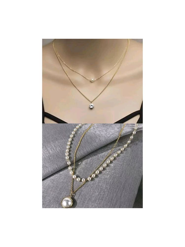 Layered Pearl &amp; Charm Necklace