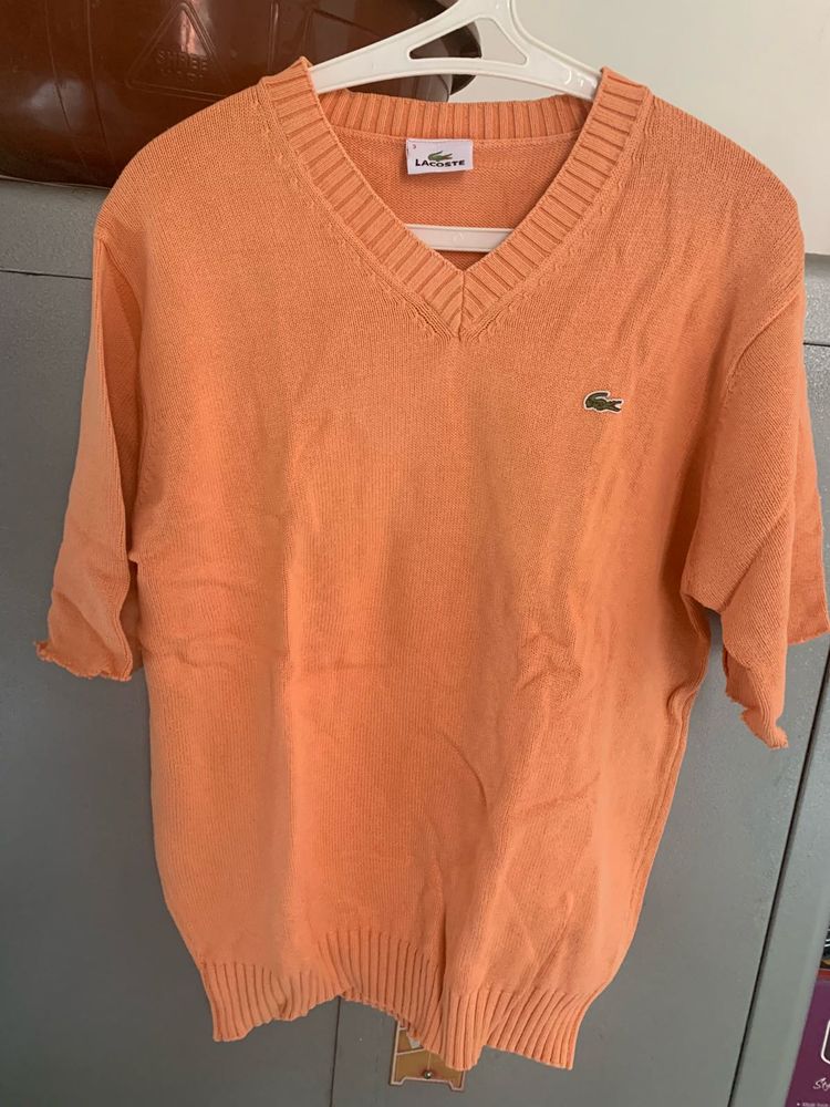 Lacoste Orange V-Neck Sweater