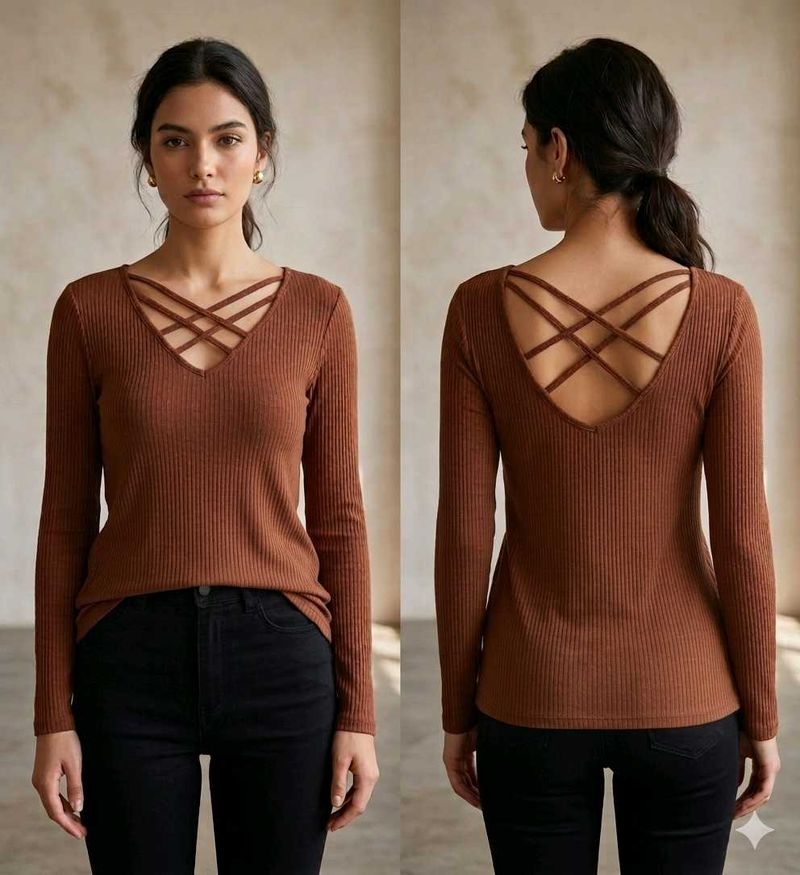 PRICE DROP🚨Brown Ribbed Top