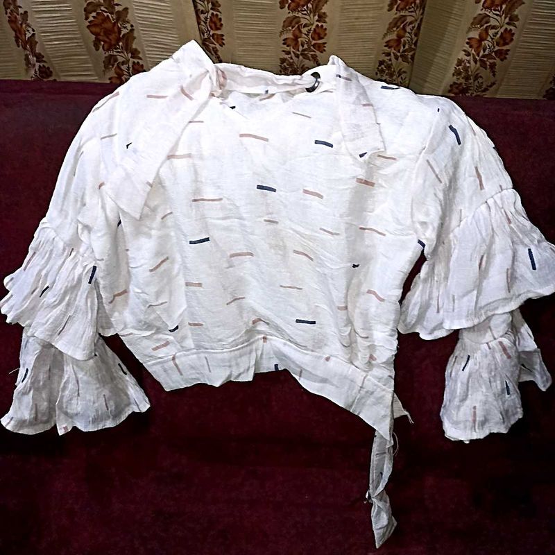 Stylish White Premium Usable Bell Sleeve Top