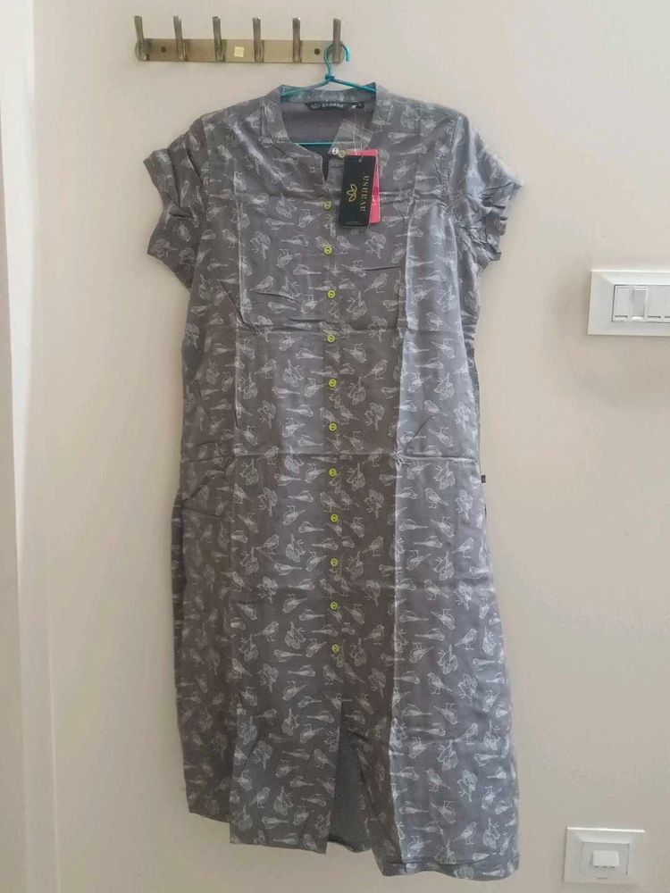 Never worn Stylish Grey Printed Kurta