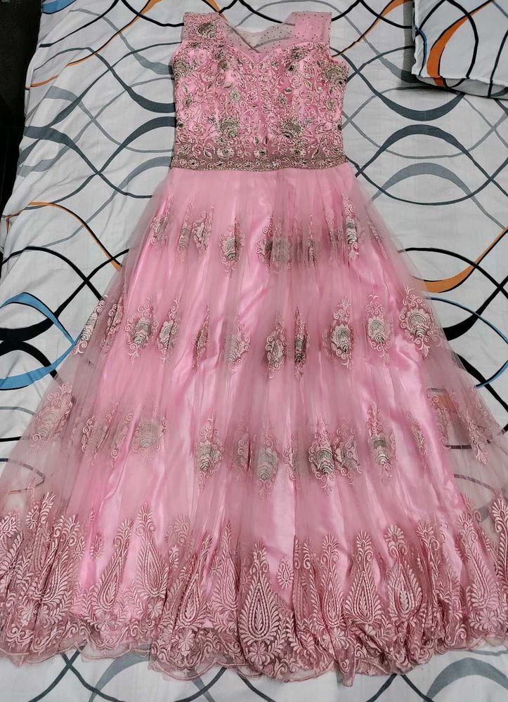 Stunning Pink Embroidered Ethnic Gown