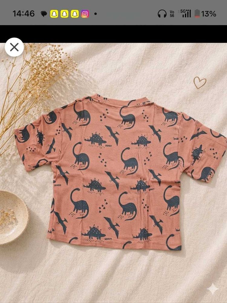 Dinosaur Print Cropped T-Shirt