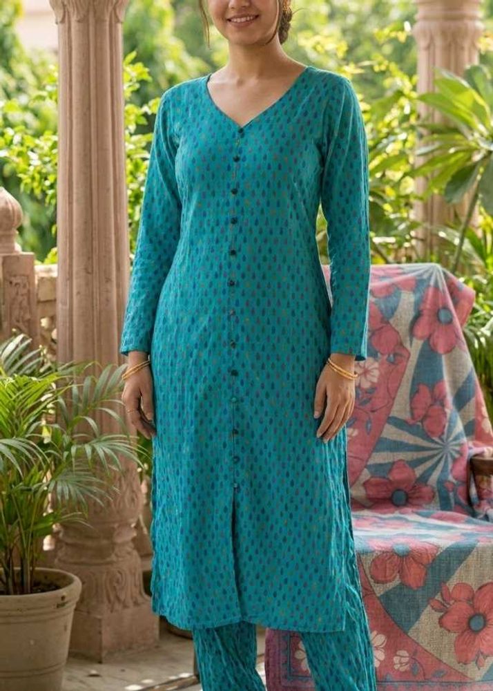 Blue Printed Kurta set with pajama