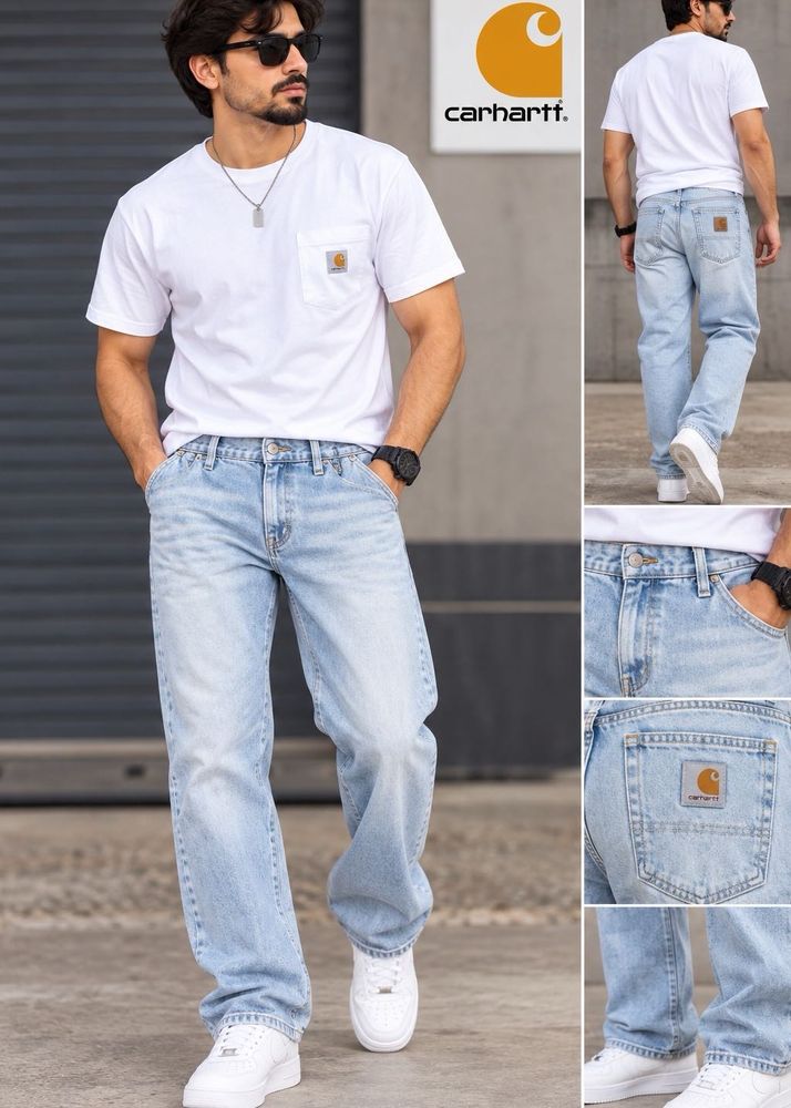 CARHARTT Light Wash Straight Leg Jeans