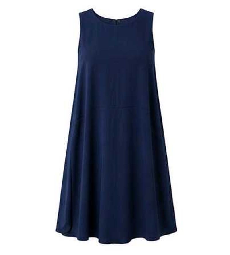 Navy Blue Sleeveless A-Line Dress