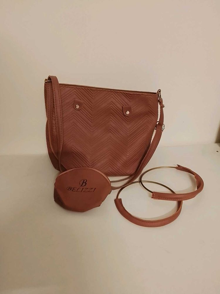 Chic Pink Handbag with Matching Pouch
