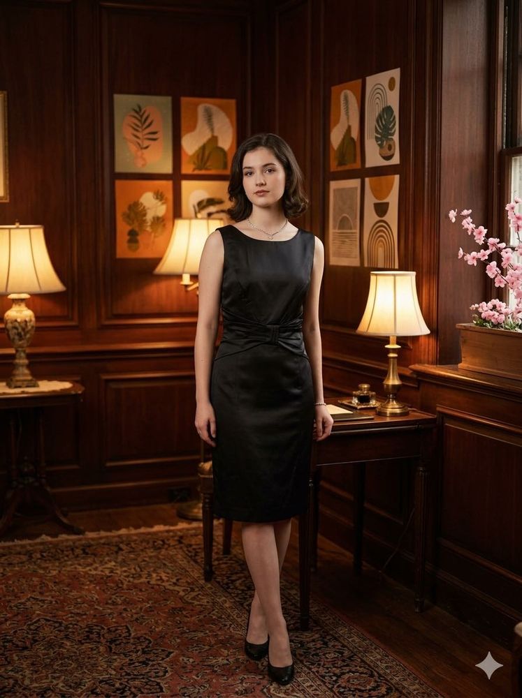 3 for 999 Elegant Black Satin Sheath Dress