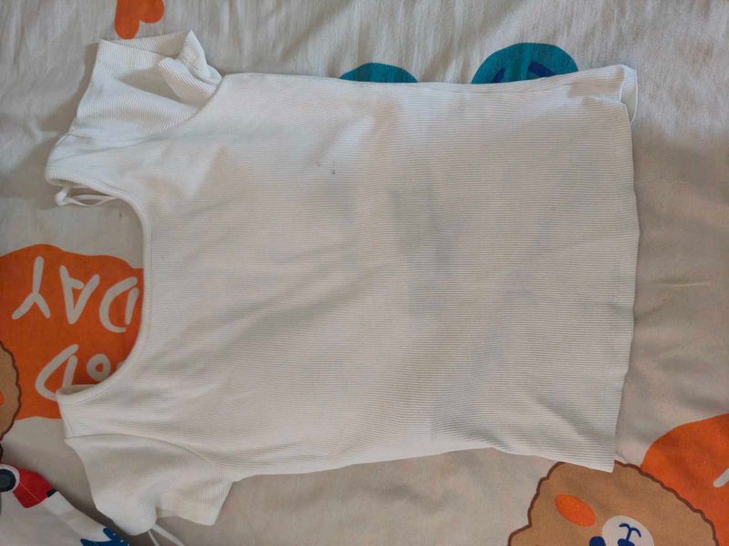 padded White Ribbed top