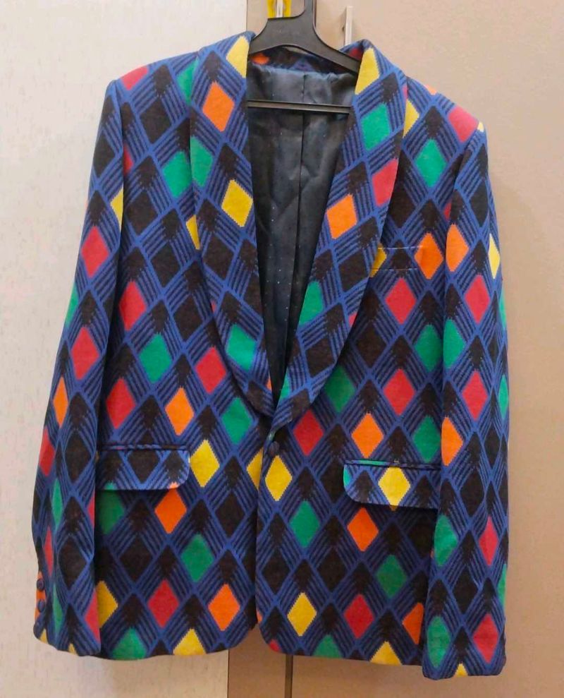 Vibrant Geometric Print Stylish Blazer