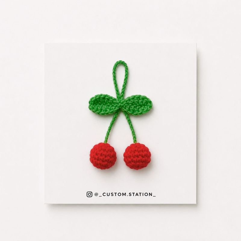 Handmade Crochet Cherry Bag Charm