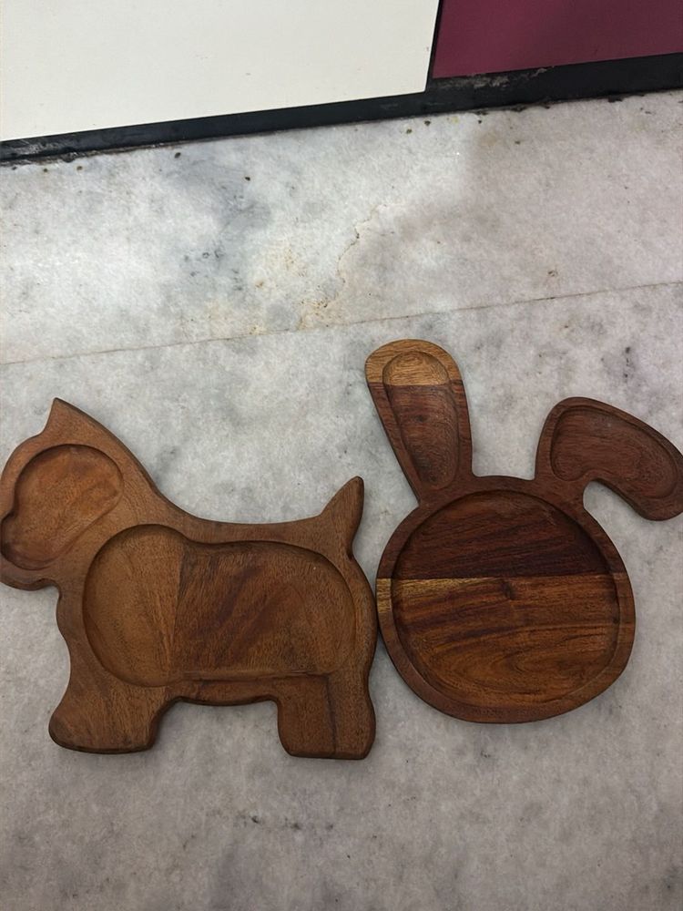 Wooden Dog &amp; Bunny Trays