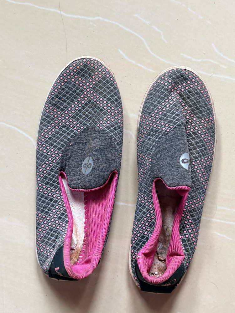 Grey &amp; Pink Slip-on Shoes