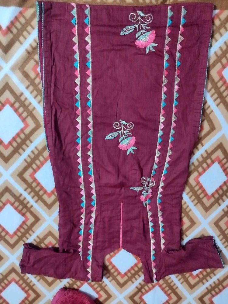 Maroon Embroidered Salwar Suit