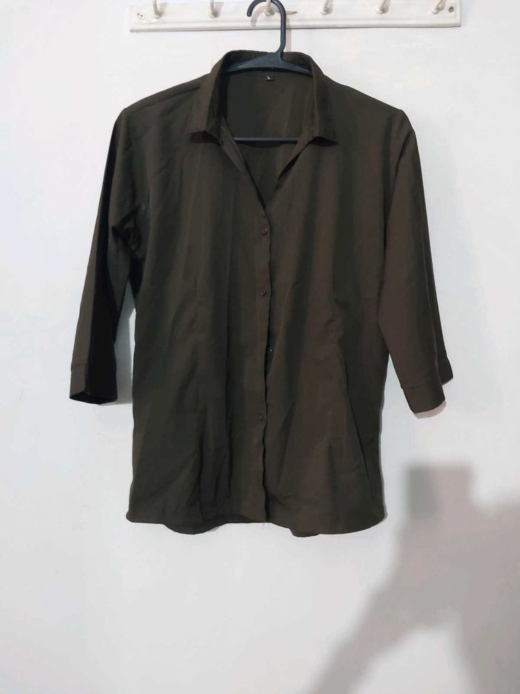 Olive Green Button-Up Shirt