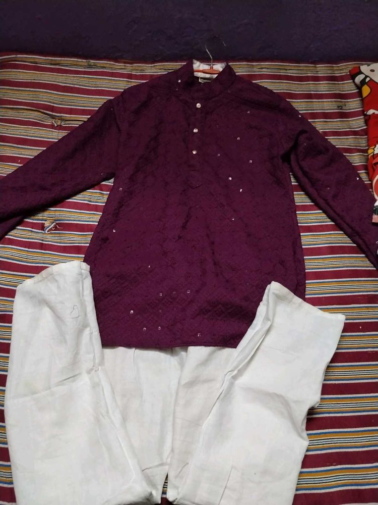 Boys Maroon Kurta Set