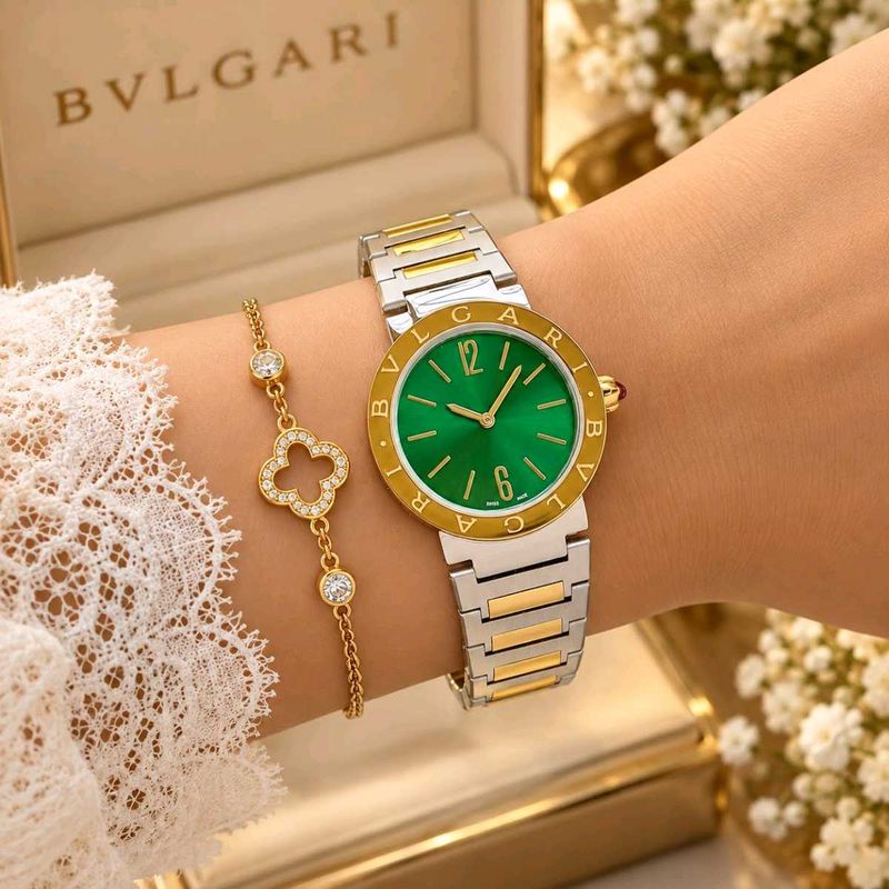 Bvlgari Series# Emerald Green Sunray Dial# Two-Ton