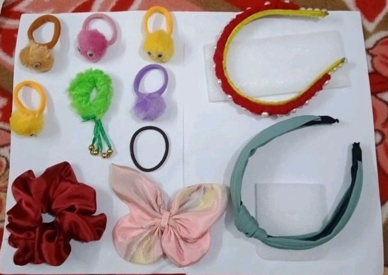 Hair Accessories Bands Rubber Clip Pack Of 11