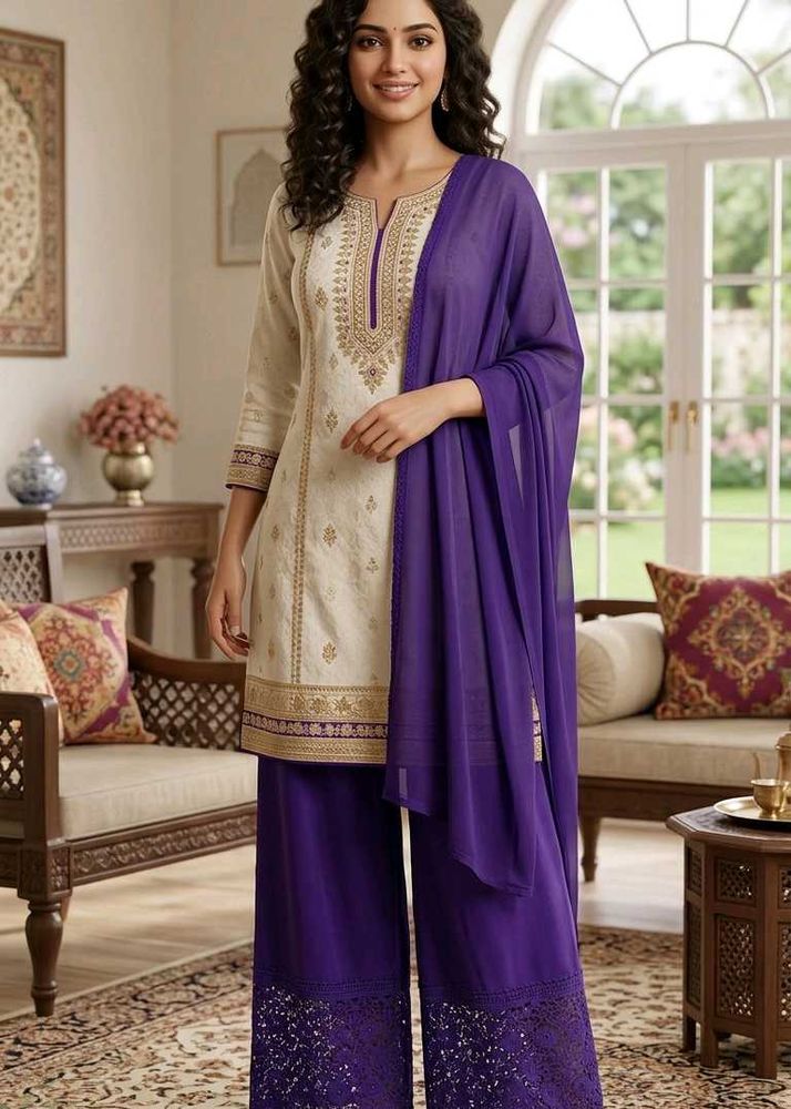 Elegant Embroidered Kurta Set with Palazzo