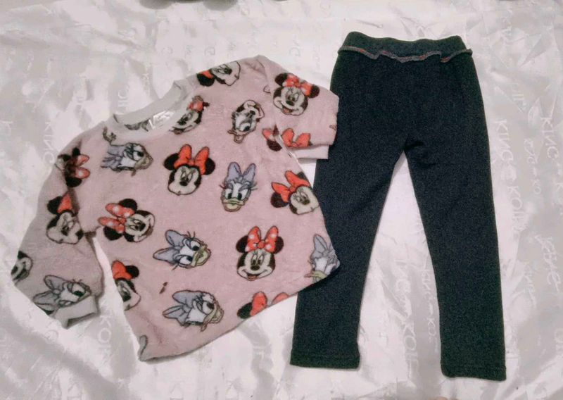 Very Cute N Beautiful Woolen Disney Top With Leggi