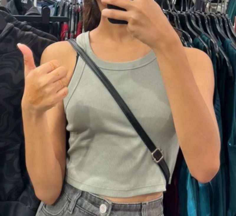 Light Green Ribbed Tank Top