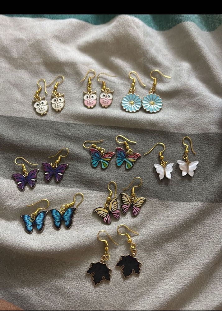 Cute Enamel Owl &amp; Butterfly Earrings
