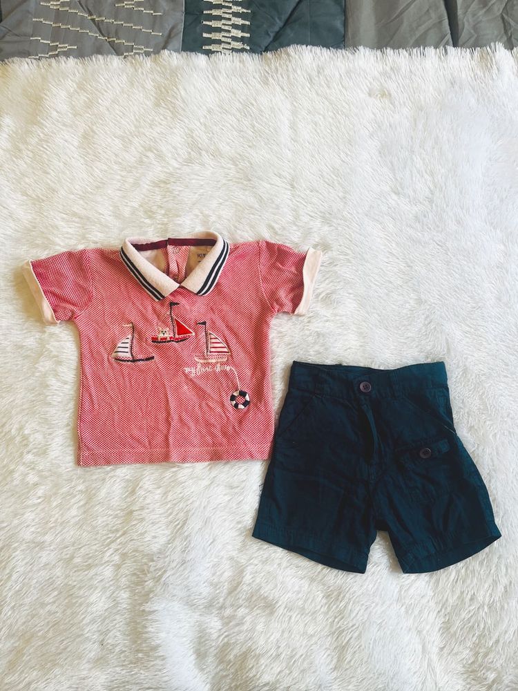 Baby Boy Sailor Polo Shirt and Shorts Set