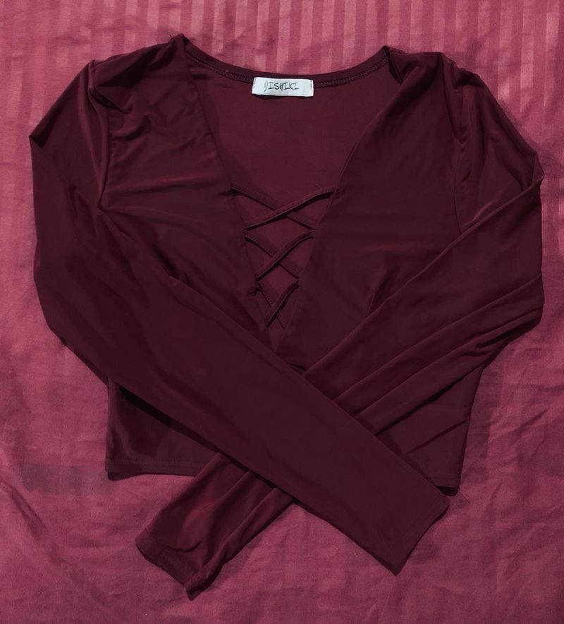 Burgundy Long Sleeve Top