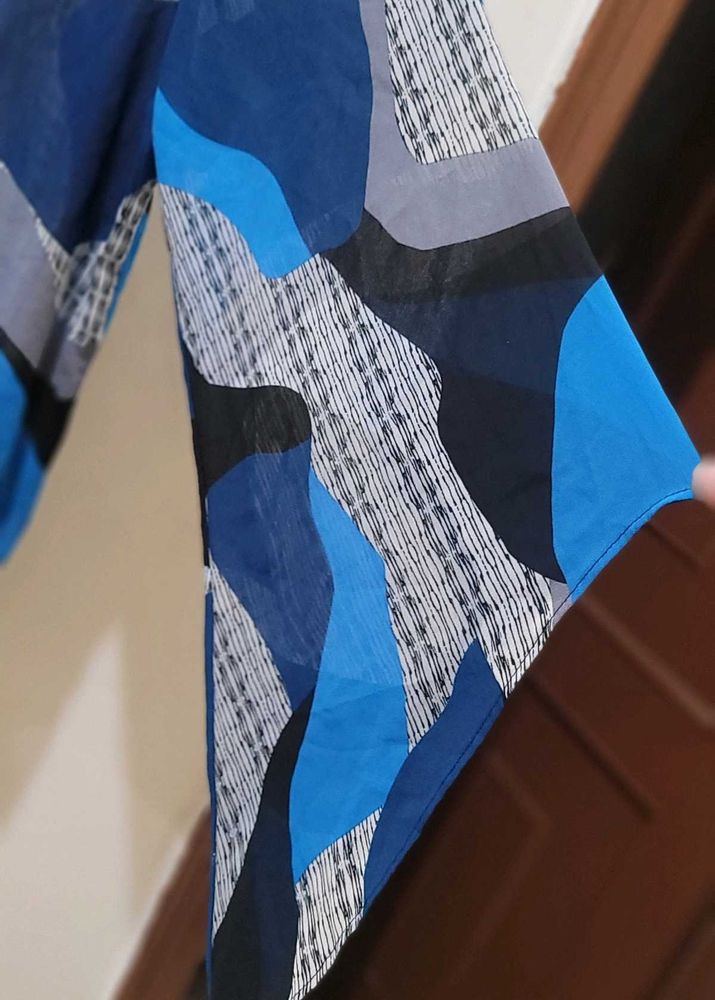 Vibrant Blue Abstract Print top