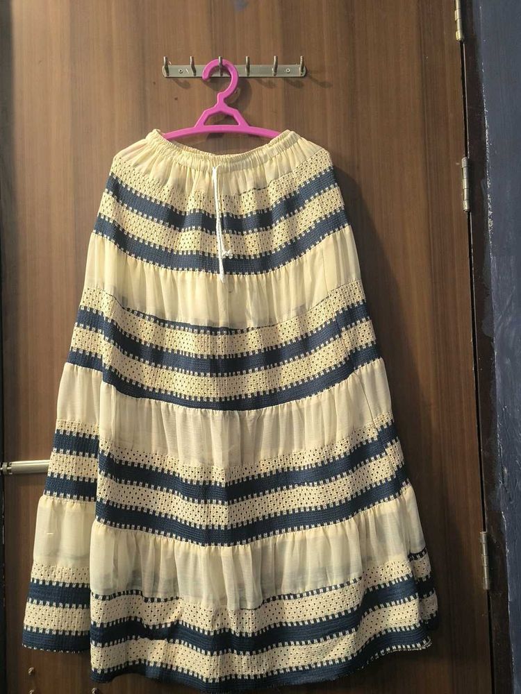 Boho Tiered Striped Maxi Skirt