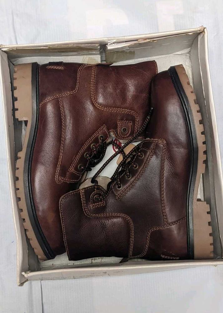 Men's Brown Leather Lace-Up Boots