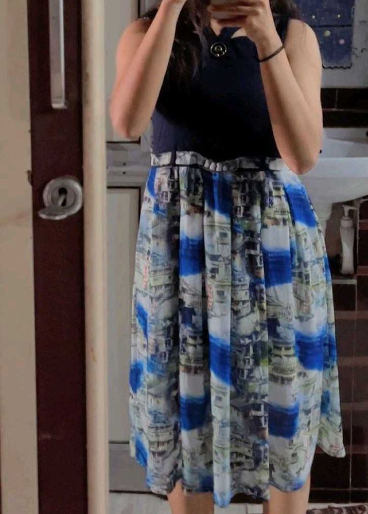 Beautiful Blue Print Midi Dress
