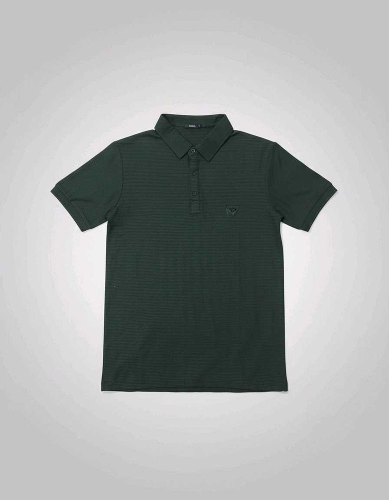 Solid Green Polo Neck T-Shirt | Size M
