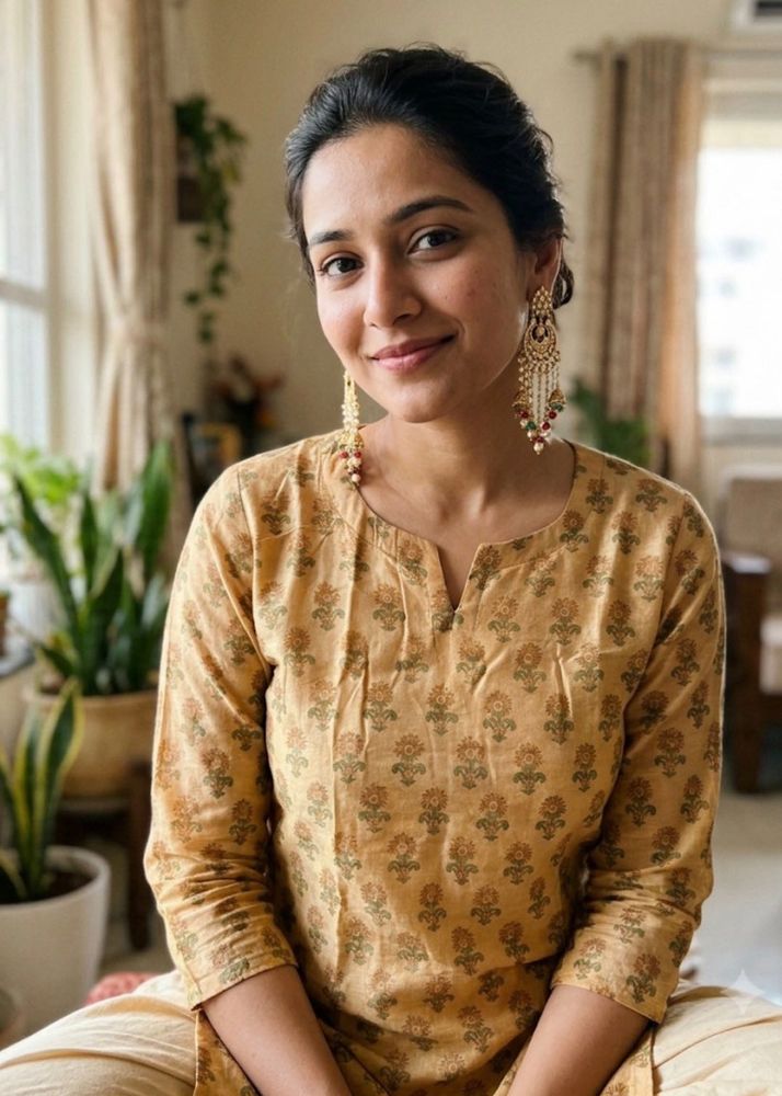 Stylish Printed Yellow Kurta