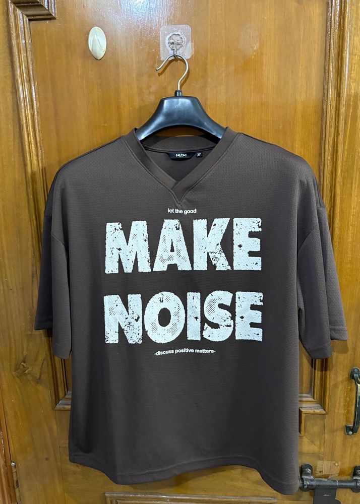 NUON WESTSIDE Oversized Brown Graphic T-Shirt