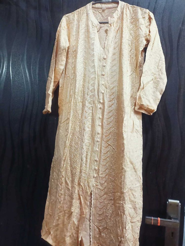 Royal Cream Chikankari Kurti | Boutique Style