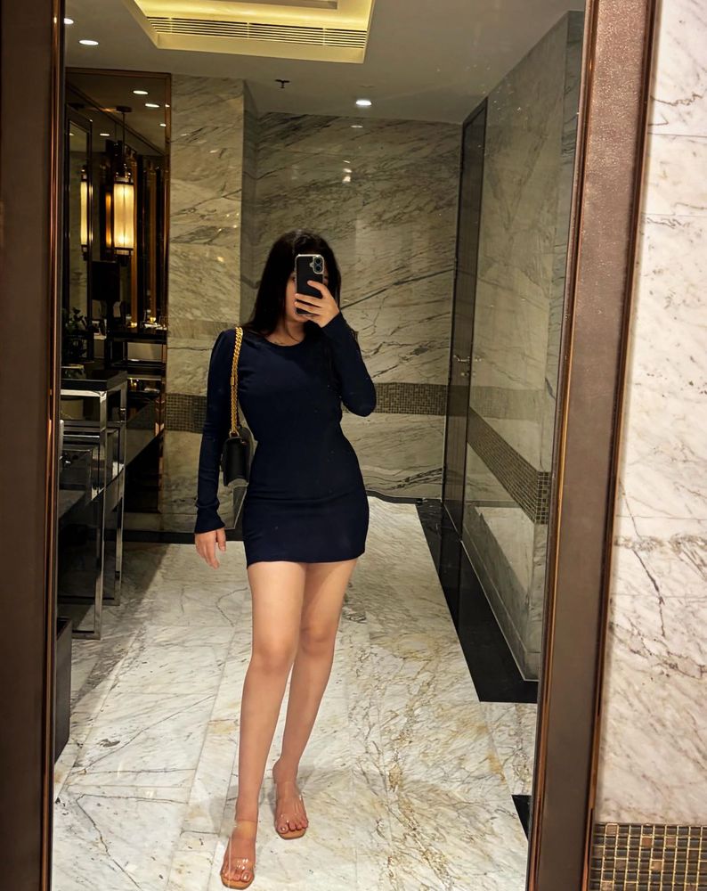 Elegant Navy Long Sleeve Mini Dress