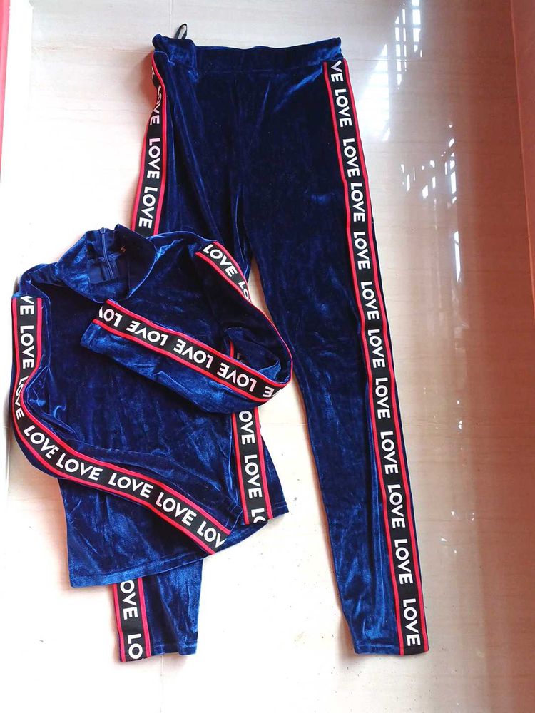 nevy Blue Velvet Tracksuit Set/co ords