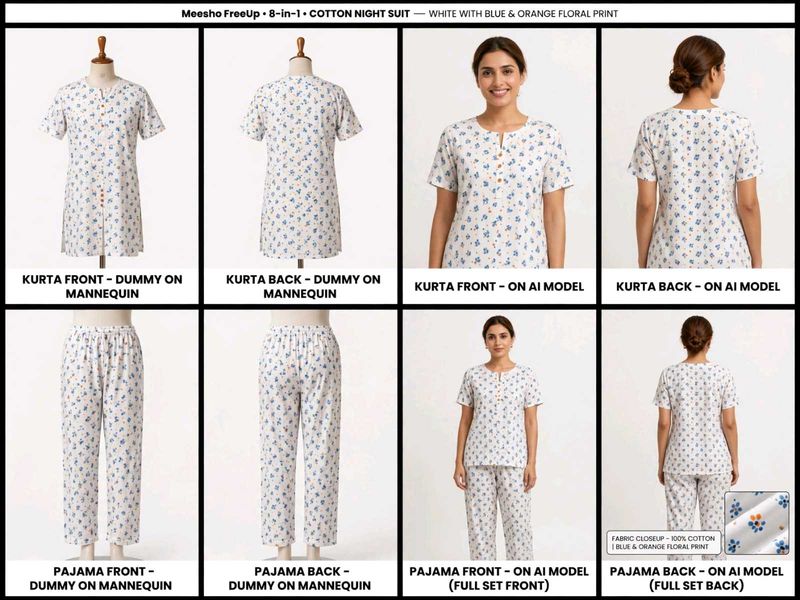 Floral Print Cotton Night Suit Set