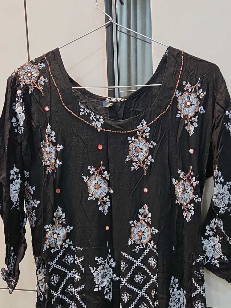 Black Ethnic Printed Kurta