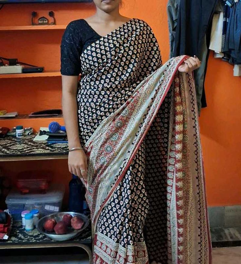 kalamkari ajrakh print cotton saree
