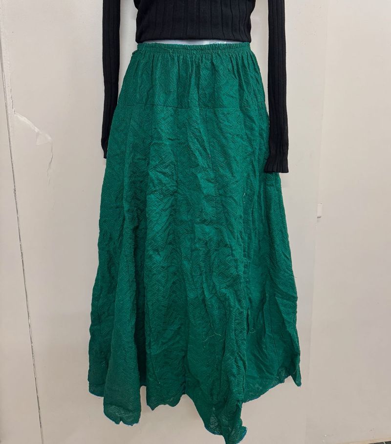 Ethnic Green Skirt