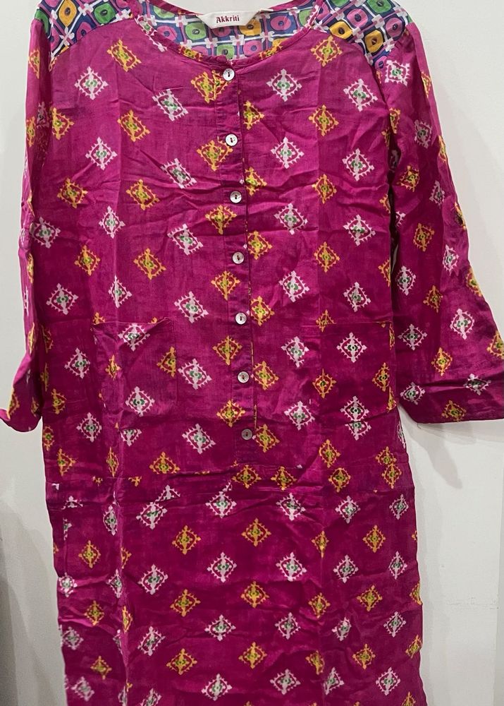 Vibrant Pink Printed Kurta