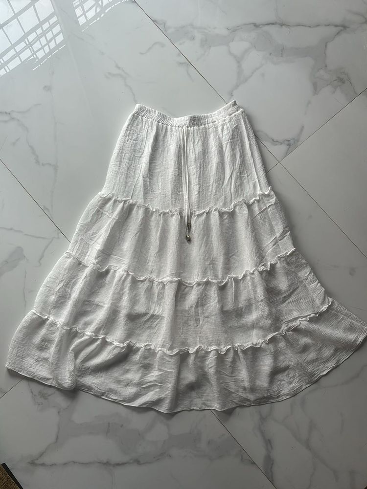 White Tiered Maxi Skirt
