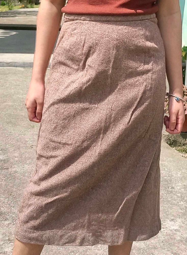 Nude Tweed Midi Skirt