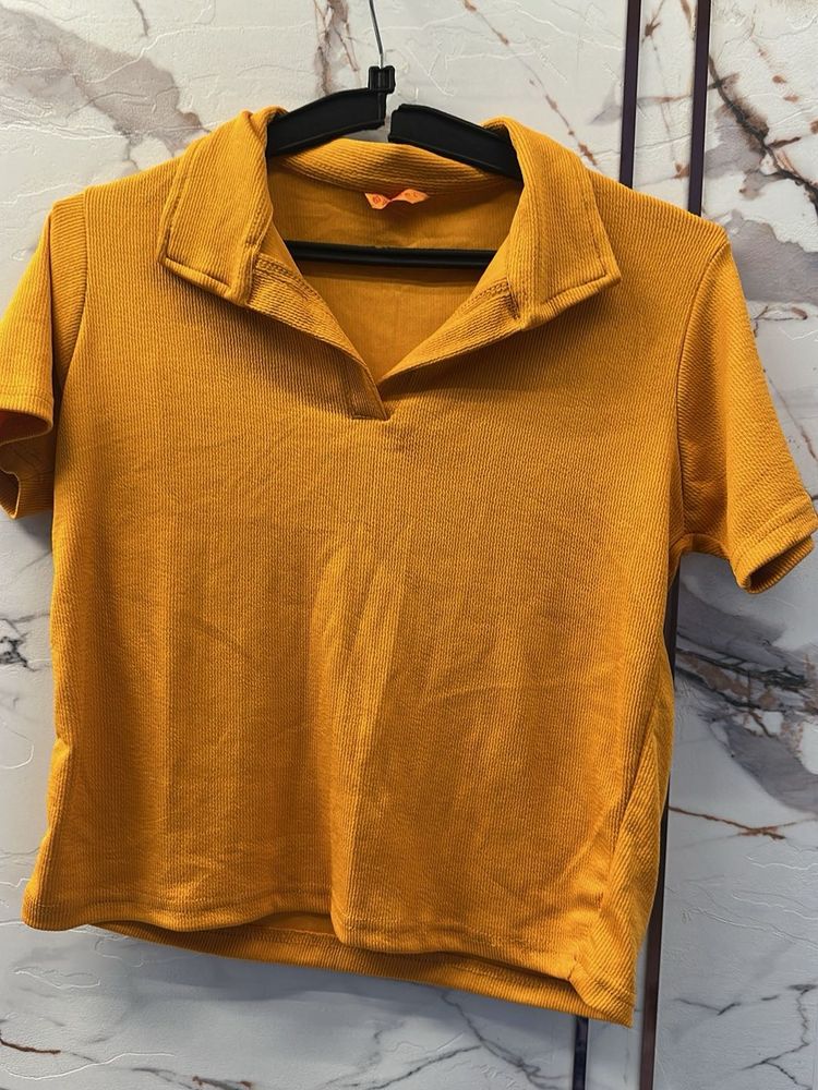 Mustard Yellow Collared Top- Bust- 34/32