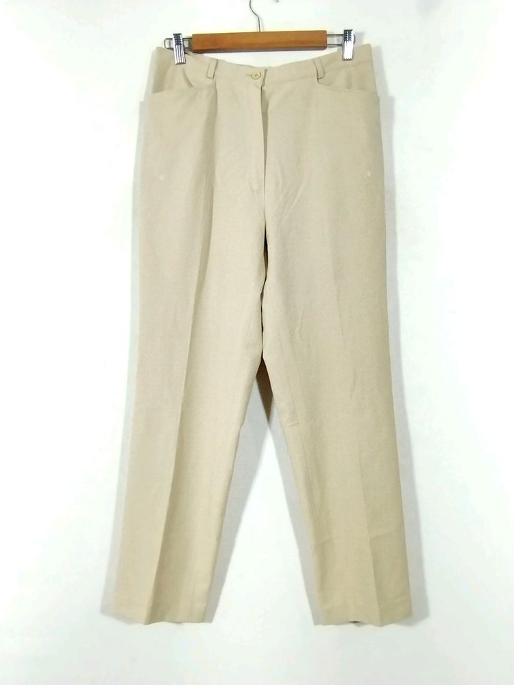 Classic Beige Linen Blend Trousers