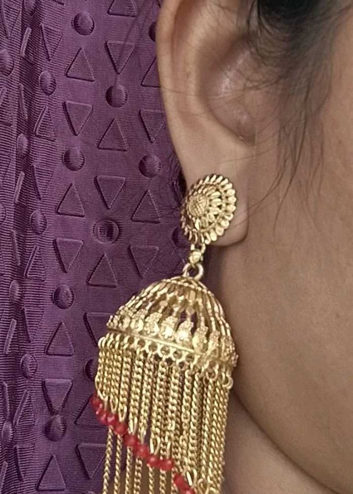 Gold Jhumka Earrings